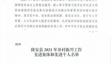 喜讯：附属国际壮医医院获隆安县2021年乡村振兴工作先进集体